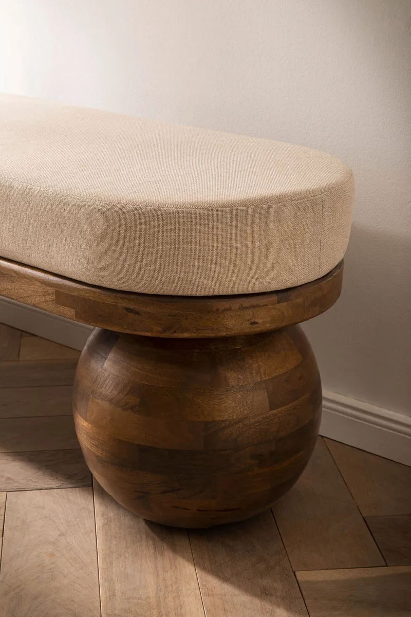 Fenira Bänk 140 cm - beige och varm mörkbrun - Möbler - Hallmöbler - Hallbänk