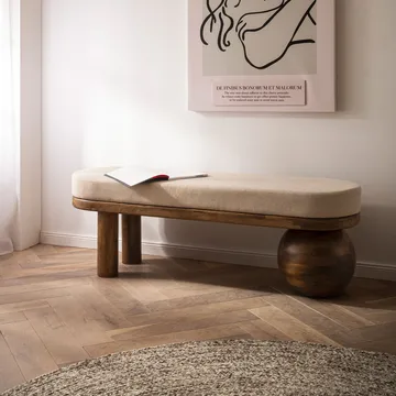 Fenira Bänk 140 cm - beige och varm mörkbrun - Möbler - Hallmöbler - Hallbänk