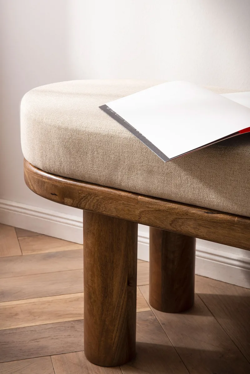 Fenira Bänk 140 cm - beige och varm mörkbrun - Möbler - Hallmöbler - Hallbänk