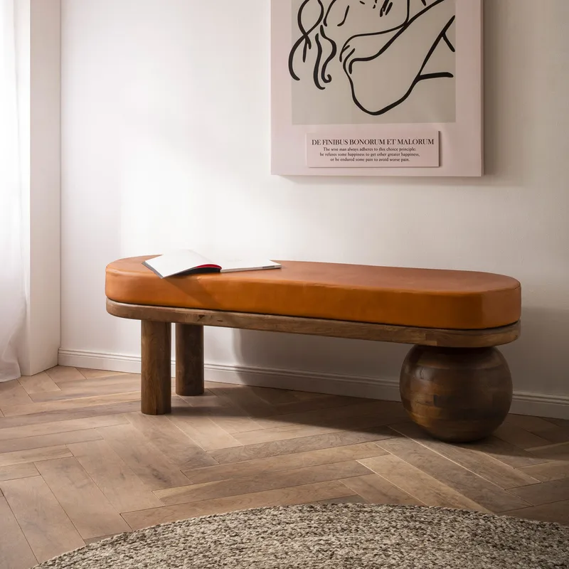 Fenira Bänk 140 cm - brun och varm mörkbrun - Möbler - Hallmöbler - Hallbänk