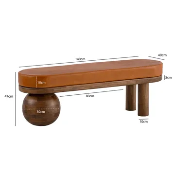 Fenira Bänk 140 cm - brun och varm mörkbrun - Möbler - Hallmöbler - Hallbänk