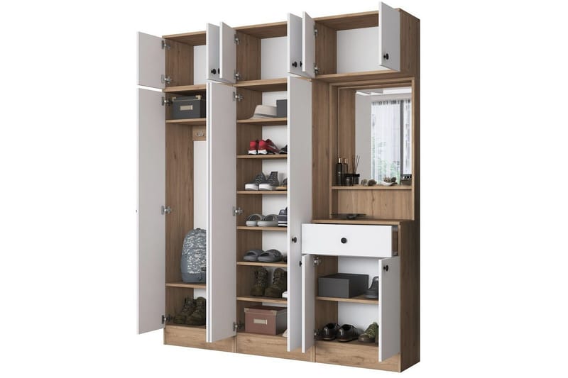 Hallmöbel Donel Valnöt / Vit - Valnöt / Vit - Möbler - Hallmöbler - Möbelset för hall & entre