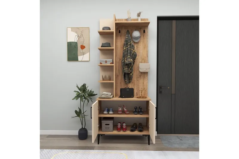 Hallmöbel Windholm Atlantisk Tall / Beige - Beige/Ljusfärgat trä - Möbler - Hallmöbler - Möbelset för hall & entre