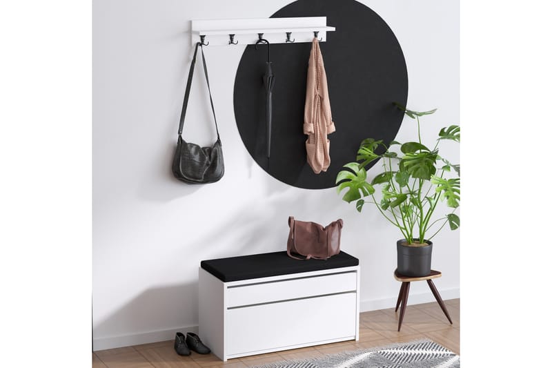 Hallmöbelset Dory Vit/Svart - Hanah Home - Möbler - Hallmöbler - Möbelset för hall & entre