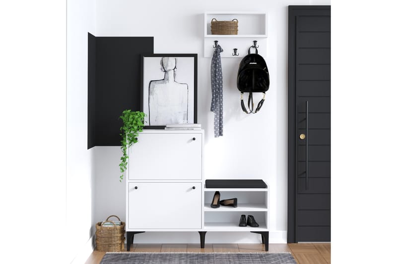 Hallmöbelset Fredy Vit/Svart - Hanah Home - Möbler - Hallmöbler - Möbelset för hall & entre
