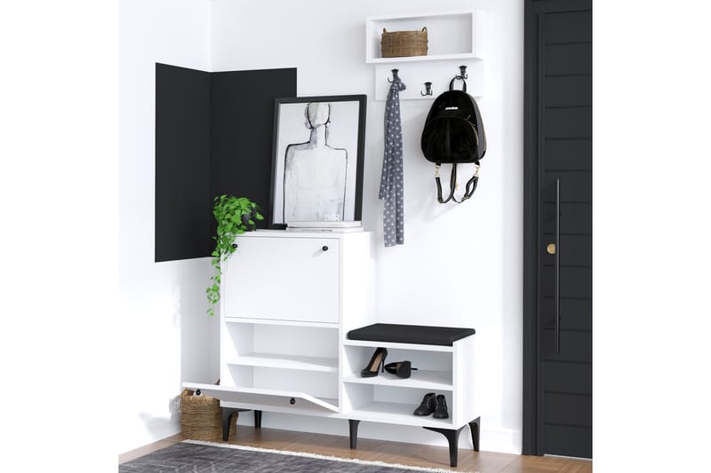 Hallmöbelset Fredy Vit/Svart - Hanah Home - Möbler - Hallmöbler - Möbelset för hall & entre