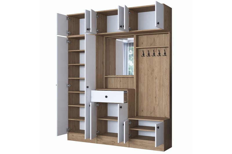 Hallmöbelset Honny Brun/Vit - Hanah Home - Möbler - Hallmöbler - Möbelset f�ör hall & entre