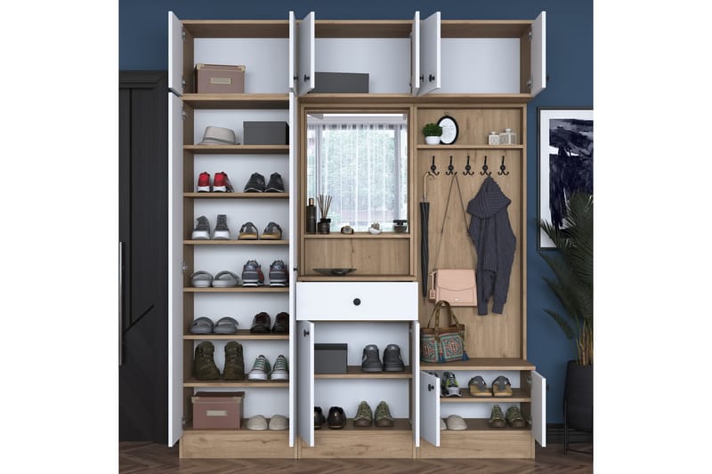 Hallmöbelset Honny Brun/Vit - Hanah Home - Möbler - Hallmöbler - Möbelset för hall & entre