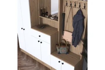 Hooda Hallmöbelset Brun/Vit - Hanah Home - Möbler - Hallmöbler - Möbelset för hall & entre