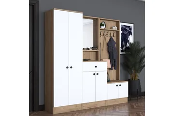 Hooda Hallmöbelset Brun/Vit - Hanah Home - Möbler - Hallmöbler - Möbelset för hall & entre