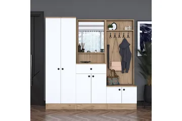 Hooda Hallmöbelset Brun/Vit - Hanah Home - Möbler - Hallmöbler - Möbelset för hall & entre