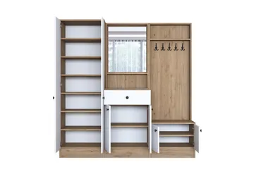 Hooda Hallmöbelset Brun/Vit - Hanah Home - Möbler - Hallmöbler - Möbelset för hall & entre