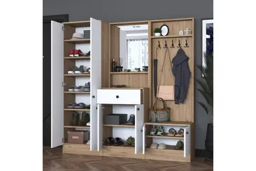 Hooda Hallmöbelset Brun/Vit - Hanah Home - Möbler - Hallmöbler - Möbelset för hall & entre