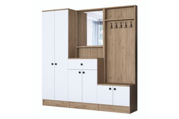 Hallmöbelset Hooda Vit/Brun - Hanah Home - Möbler - Hallmöbler - Möbelset för hall & entre