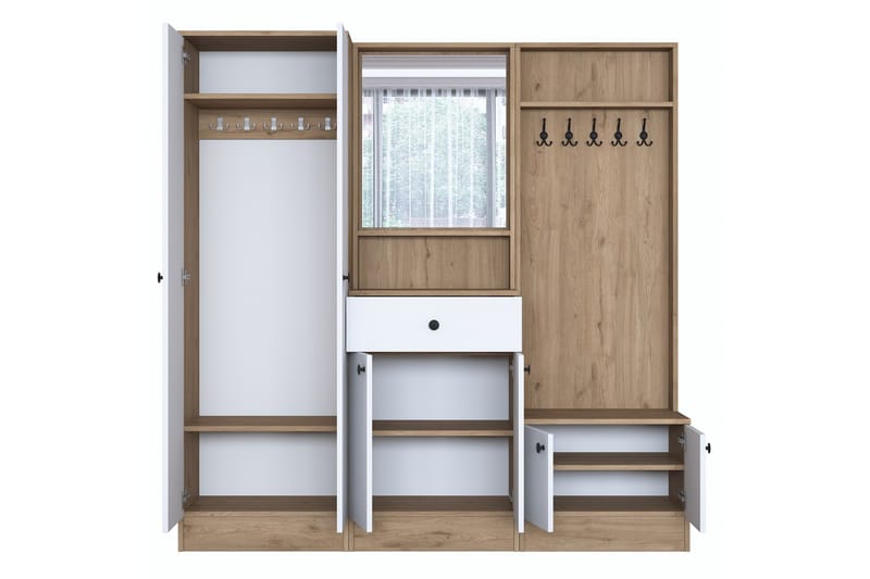 Hallmöbelset Hooda Vit/Brun - Hanah Home - Möbler - Hallmöbler - Möbelset för hall & entre