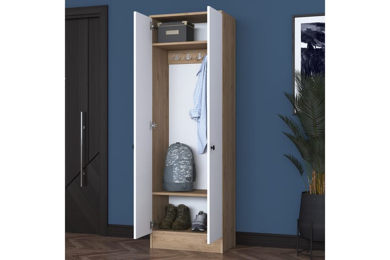 Hallmöbelset Hooda Vit/Brun - Hanah Home - Möbler - Hallmöbler - Möbelset för hall & entre