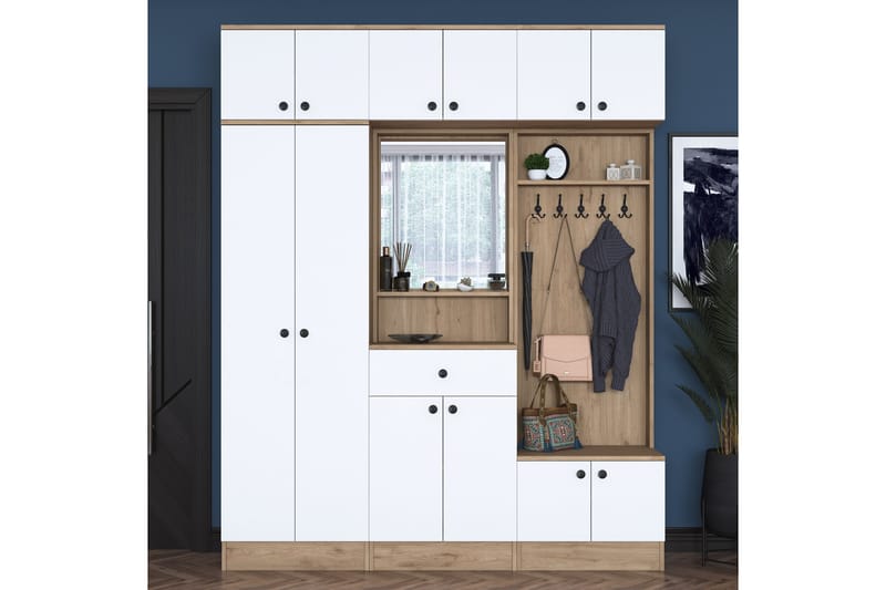 Hallmöbelset Itsuo Vit/Brun - Hanah Home - Möbler - Hallmöbler - Möbelset för hall & entre