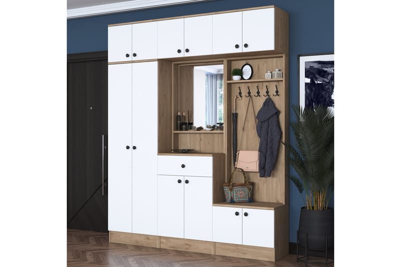 Hallmöbelset Itsuo Vit/Brun - Hanah Home - Möbler - Hallmöbler - Möbelset för hall & entre