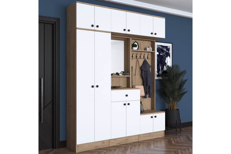Hallmöbelset Itsuo Vit/Brun - Hanah Home - Möbler - Hallmöbler - Möbelset för hall & entre