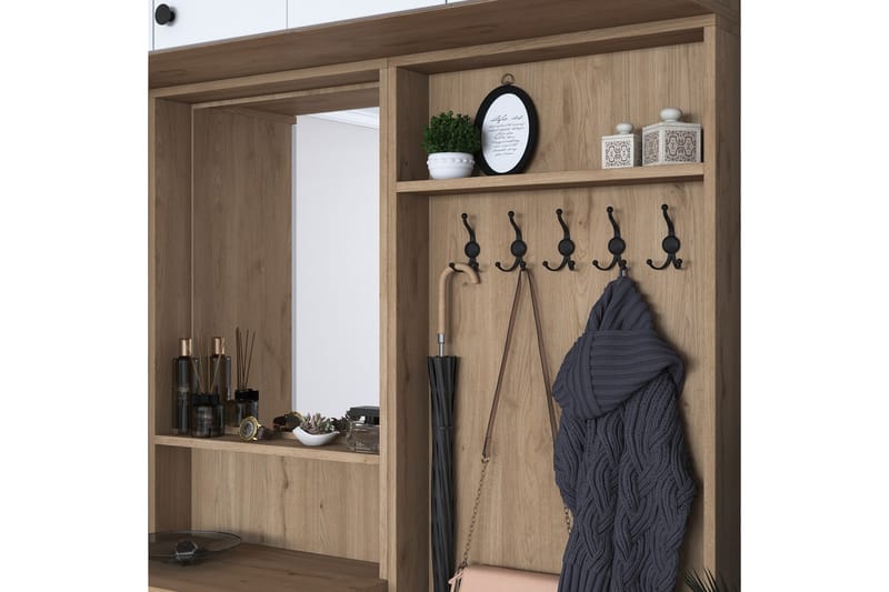 Hallmöbelset Itsuo Vit/Brun - Hanah Home - Möbler - Hallmöbler - Möbelset för hall & entre
