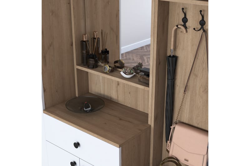 Hallmöbelset Itsuo Vit/Brun - Hanah Home - Möbler - Hallmöbler - Möbelset för hall & entre