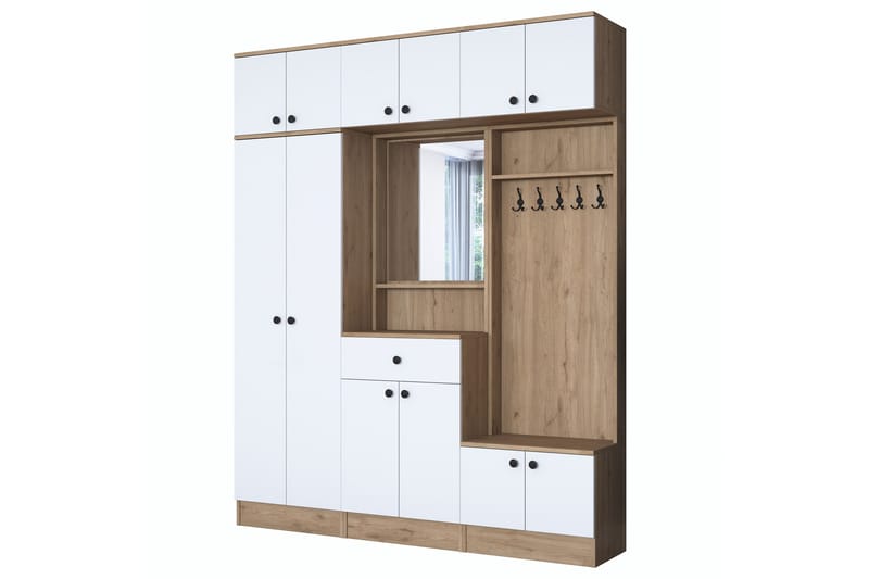 Hallmöbelset Itsuo Vit/Brun - Hanah Home - Möbler - Hallmöbler - Möbelset för hall & entre