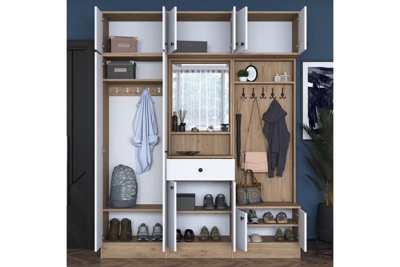Hallmöbelset Itsuo Vit/Brun - Hanah Home - Möbler - Hallmöbler - Möbelset för hall & entre