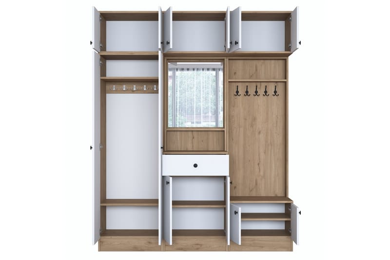 Hallmöbelset Itsuo Vit/Brun - Hanah Home - Möbler - Hallmöbler - Möbelset för hall & entre