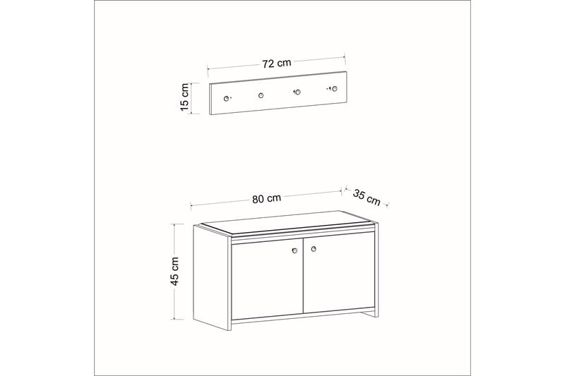 Hallmöbelset Ostwerwal Antracit - Hanah Home - Möbler - Hallmöbler - Möbelset för hall & entre