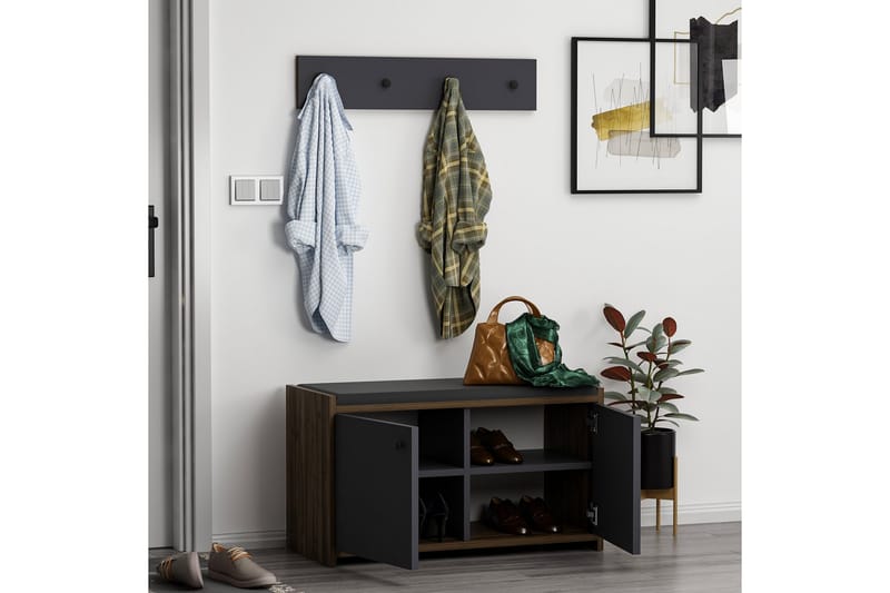 Hallmöbelset Ostwerwal Antracit - Hanah Home - Möbler - Hallmöbler - Möbelset för hall & entre