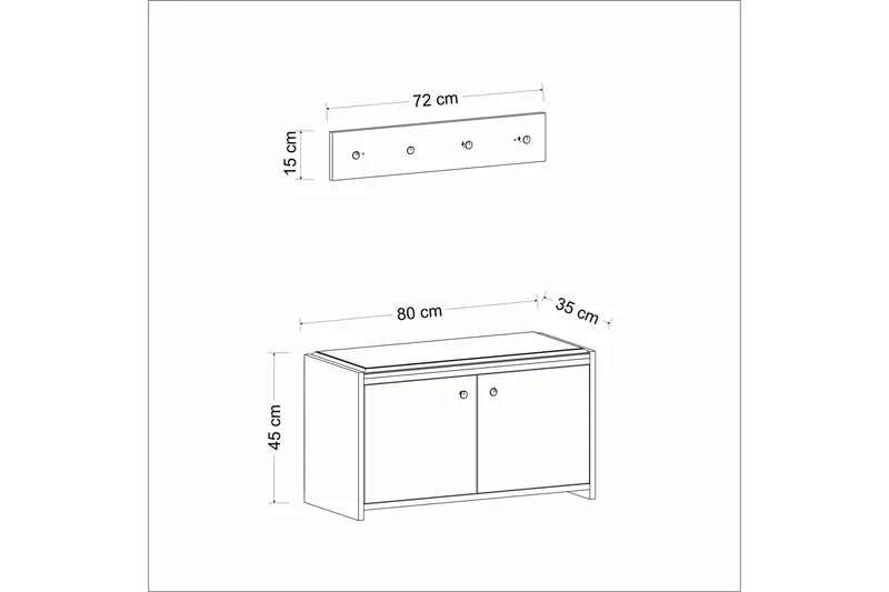 Ostwerwal Hallmöbelset Antracit - Hanah Home - Möbler - Hallmöbler - Möbelset för hall & entre