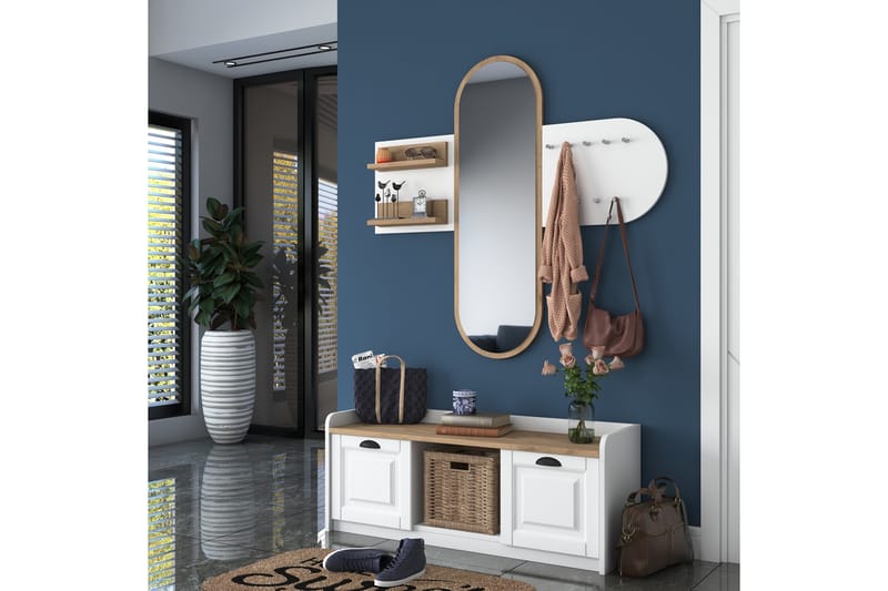 Hallmöbelset Ronnric Vit/Brun - Hanah Home - Möbler - Hallmöbler - Möbelset för hall & entre