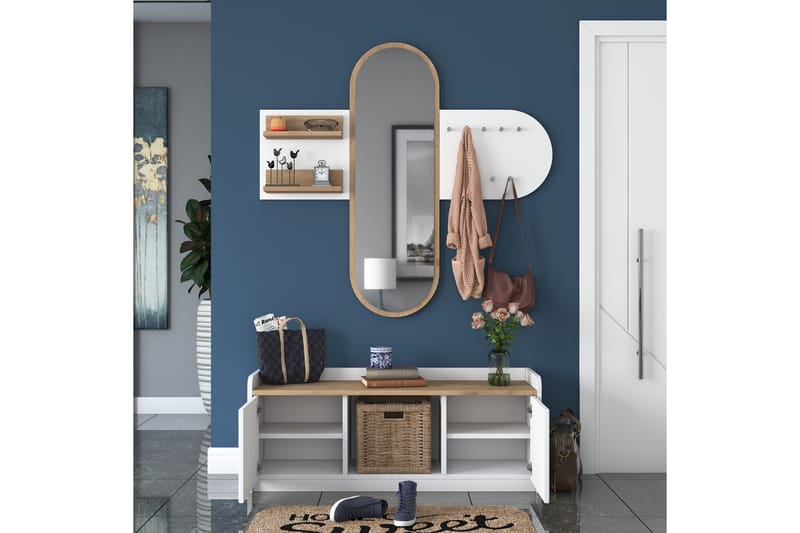 Hallmöbelset Ronnric Vit/Brun - Hanah Home - Möbler - Hallmöbler - Möbelset för hall & entre