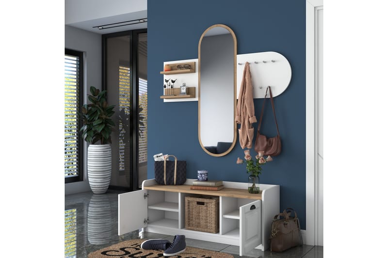 Hallmöbelset Ronnric Vit/Brun - Hanah Home - Möbler - Hallmöbler - Möbelset för hall & entre