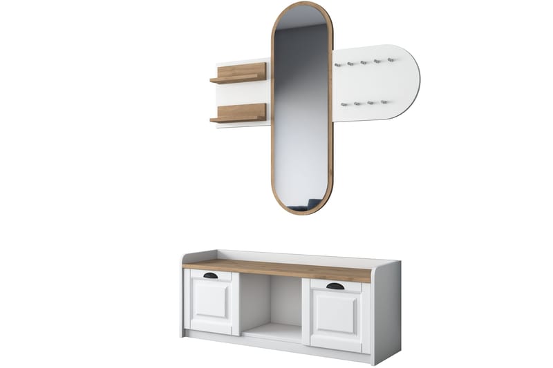 Hallmöbelset Ronnric Vit/Brun - Hanah Home - Möbler - Hallmöbler - Möbelset för hall & entre