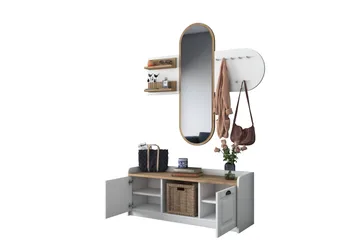 Ronnric Hallmöbelset Vit/Brun - Hanah Home - Möbler - Hallmöbler - Möbelset för hall & entre