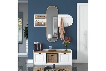 Ronnric Hallmöbelset Vit/Brun - Hanah Home - Möbler - Hallmöbler - Möbelset för hall & entre