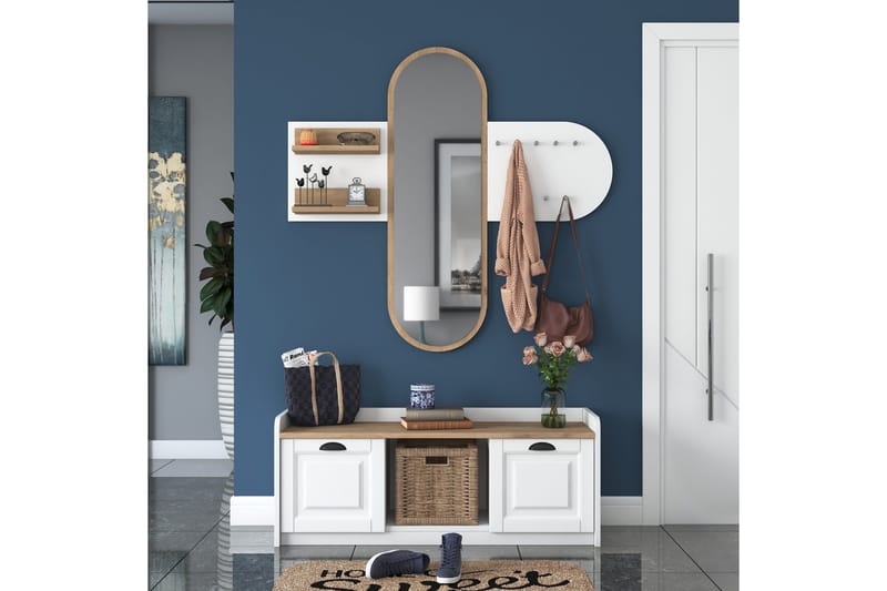 Ronnric Hallmöbelset Vit/Brun - Hanah Home - Möbler - Hallmöbler - Möbelset för hall & entre