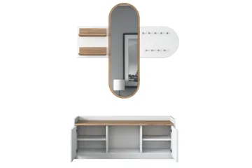 Ronnric Hallmöbelset Vit/Brun - Hanah Home - Möbler - Hallmöbler - Möbelset för hall & entre