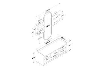 Ronnric Hallmöbelset Vit/Brun - Hanah Home - Möbler - Hallmöbler - Möbelset för hall & entre