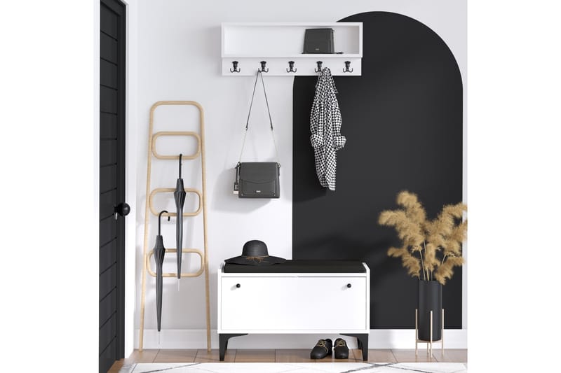 Hallmöbelset Scoty Vit/Svart - Hanah Home - Möbler - Hallmöbler - Möbelset för hall & entre