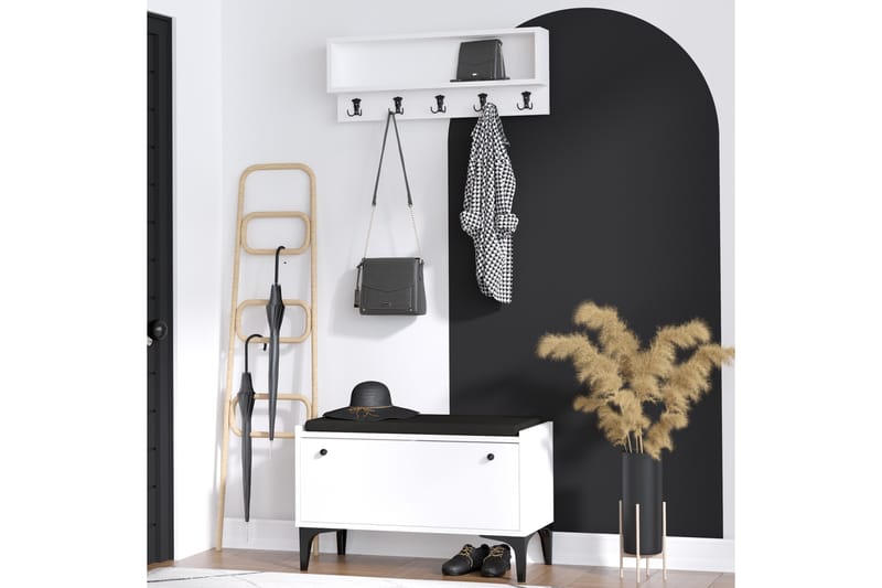 Hallmöbelset Scoty Vit/Svart - Hanah Home - Möbler - Hallmöbler - Möbelset för hall & entre