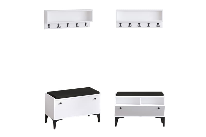 Hallmöbelset Scoty Vit/Svart - Hanah Home - Möbler - Hallmöbler - Möbelset för hall & entre