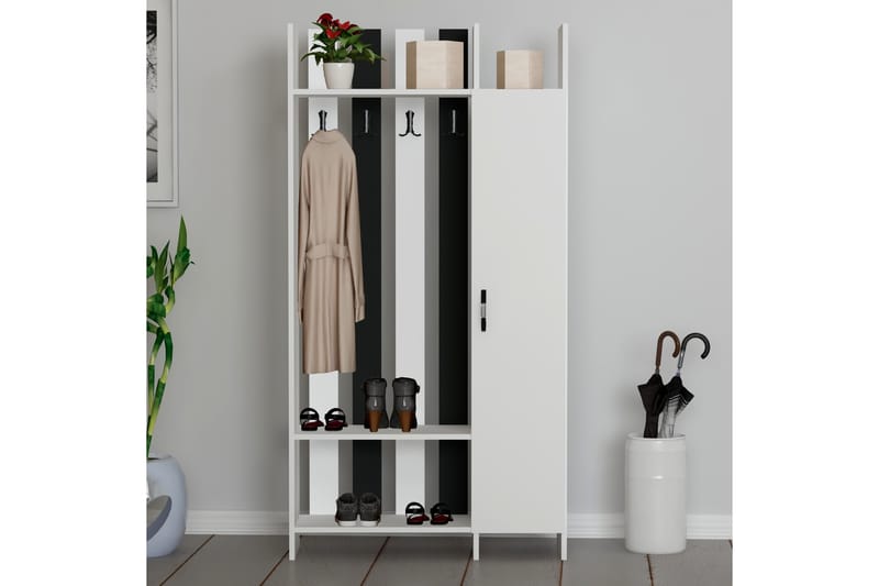 Hallmöbelset Pro Vit/Antracit - Hanah Home - Möbler - Hallmöbler - Möbelset för hall & entre
