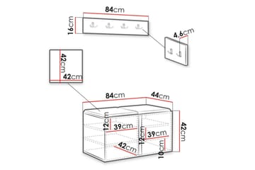 Hollan Hallmöbelset - Brun/Vit/Ljusgrå/Svart - Möbler - Hallmöbler - Möbelset för hall & entre