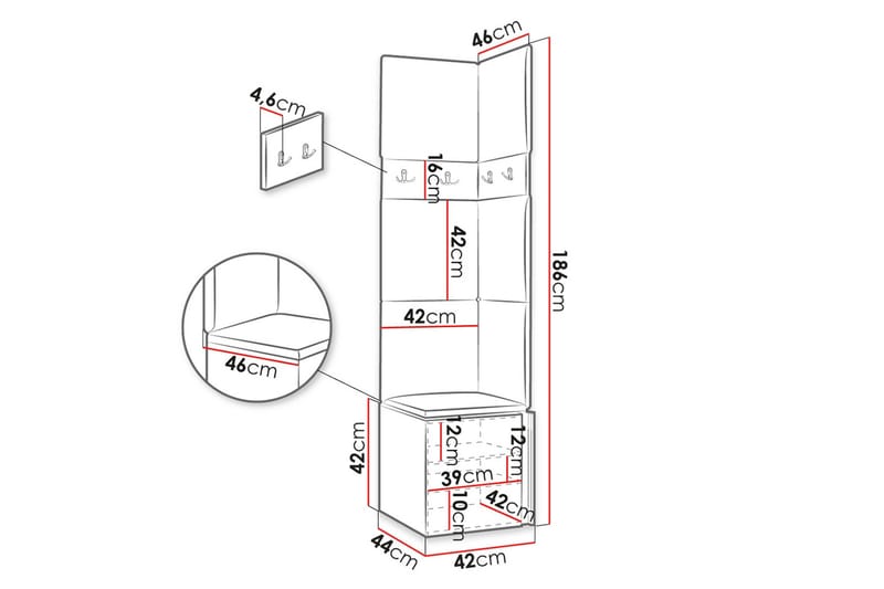 Hollan Hallmöbelset - Grå/Brun - Möbler - Hallmöbler - Möbelset för hall & entre