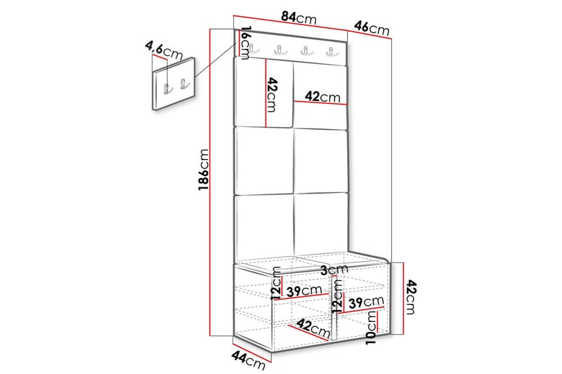 Hollan Hallmöbelset - Vit - Möbler - Hallmöbler - Möbelset för hall & entre