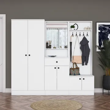 Jornes Hallställ 199,4x182,2x37,5 cm - Vit - Möbler - Hallmöbler - Möbelset för hall & entre