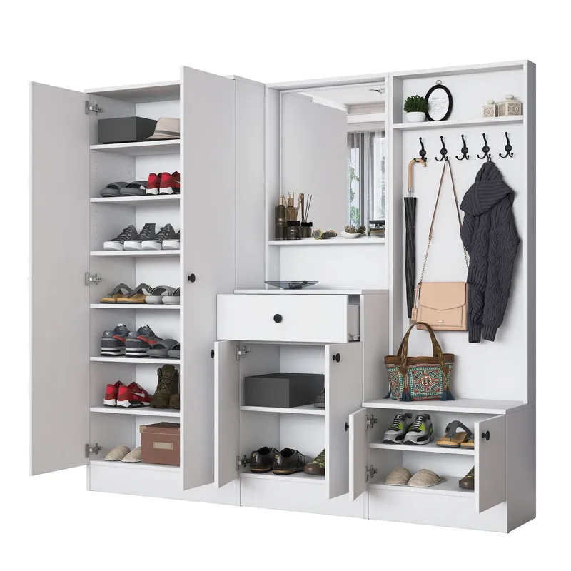 Jornes Hallställ 199,4x182,2x37,5 cm - Vit - Möbler - Hallmöbler - Möbelset för hall & entre