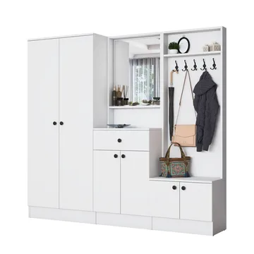 Jornes Hallställ 199,4x182,2x37,5 cm - Vit - Möbler - Hallmöbler - Möbelset för hall & entre